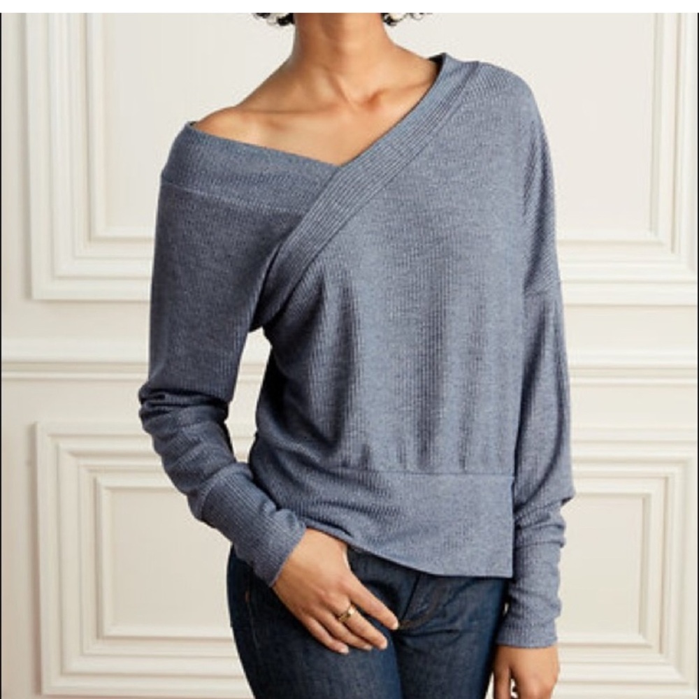 Stella & Dot The Double V Sweater - Chambray Blue